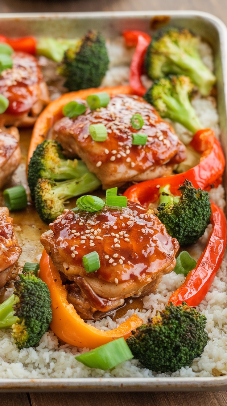 Sheet Pan Teriyaki Chicken with colorful vegetables