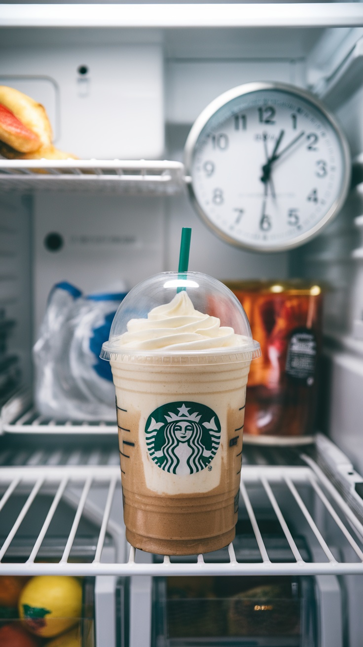 A delicious Vanilla Bean Frappuccino ready to be enjoyed