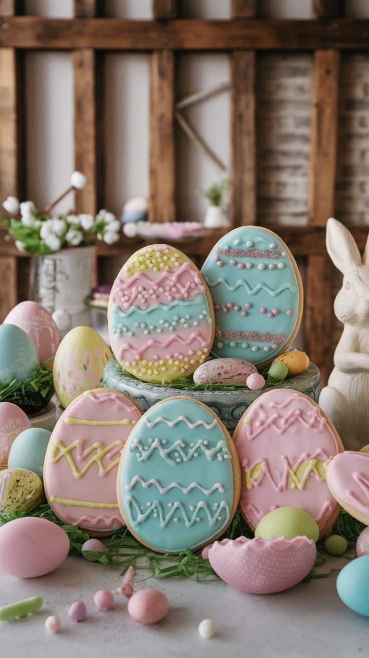 Colorful decorated Easter egg sugar cookies