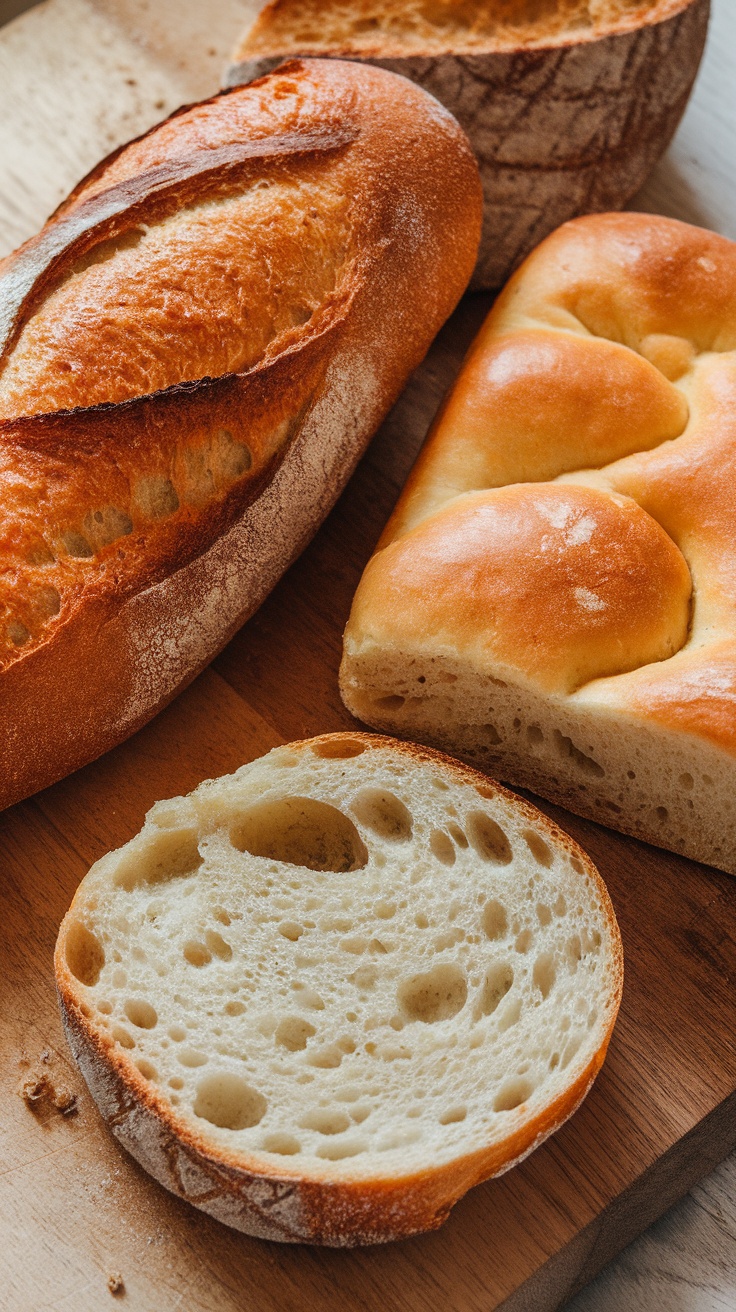 Selection of artisanal bread suitable for making toasted sandwiches.