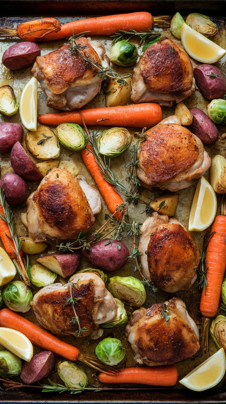 Roasted sheet pan chicken with seasonal vegetables