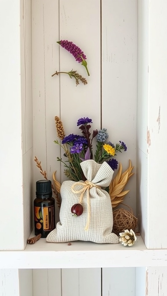 DIY fragrance sachets with dried flowers and essential oil