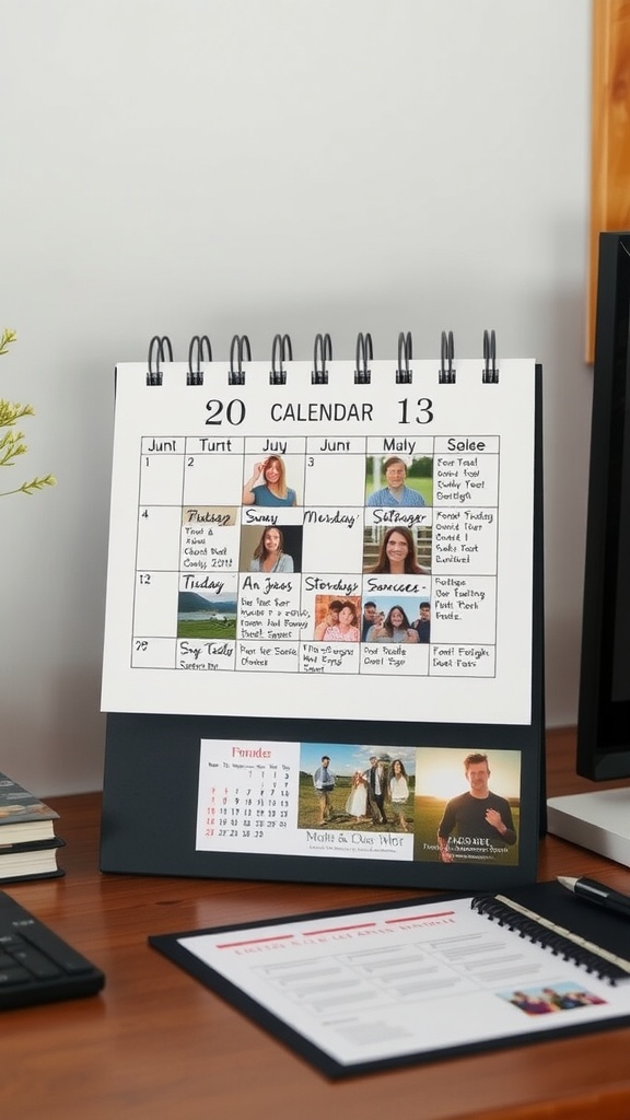 A personalized calendar showcasing special dates with photos