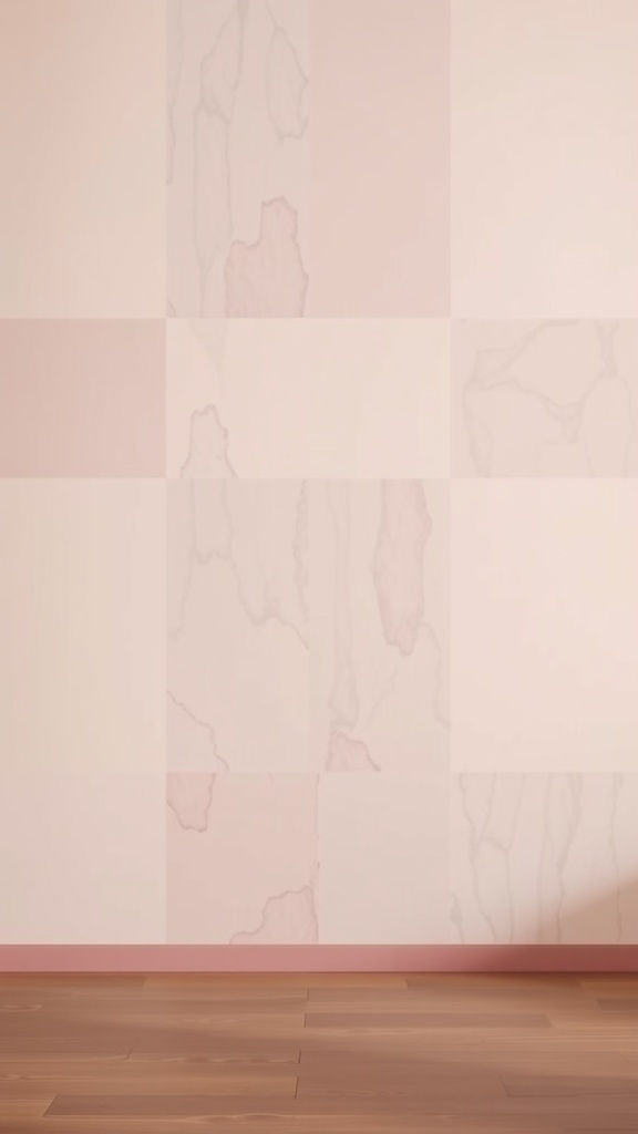 A wall design featuring a soft pink monochromatic pattern with a minimalist style.